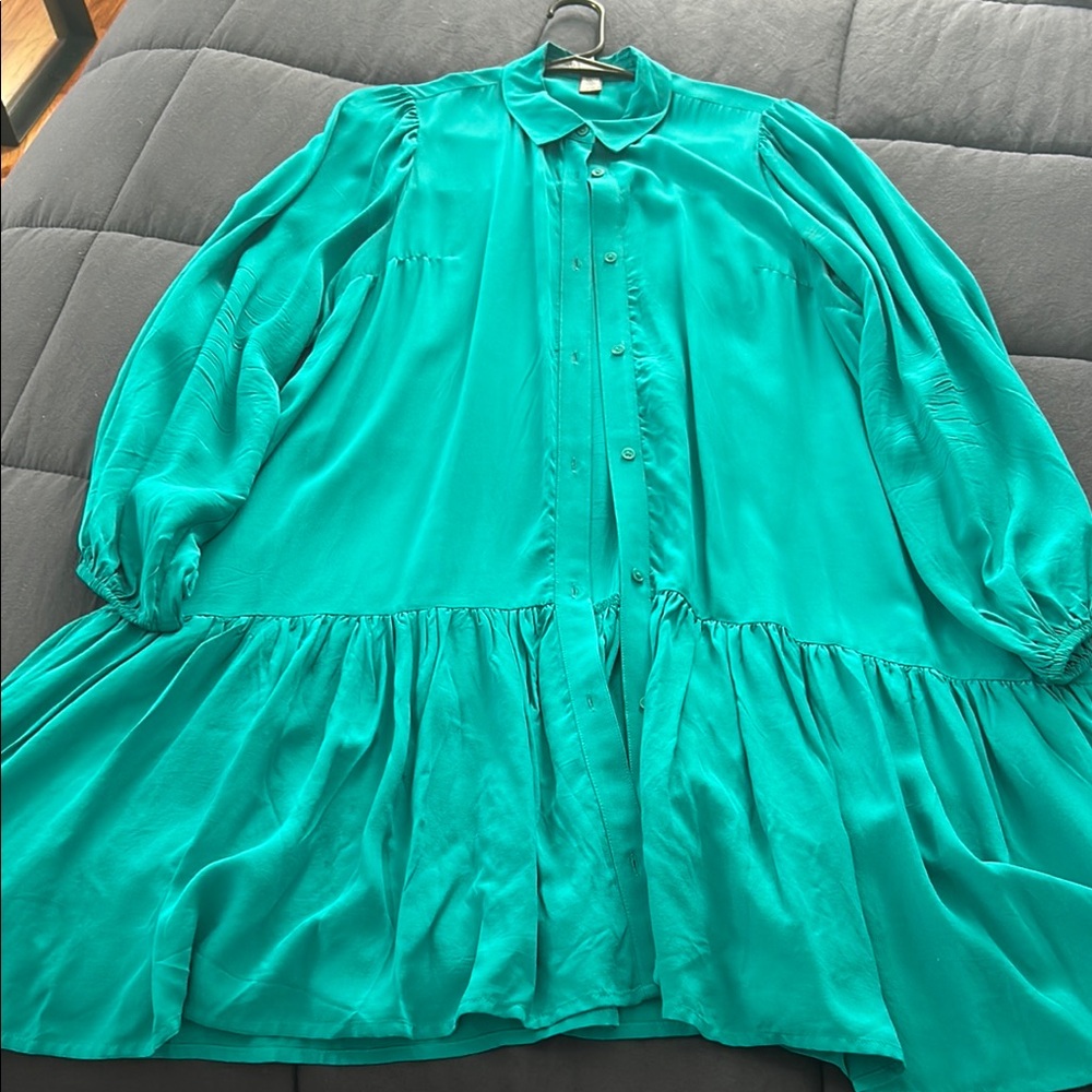 Express Turquoise V-Neck Top